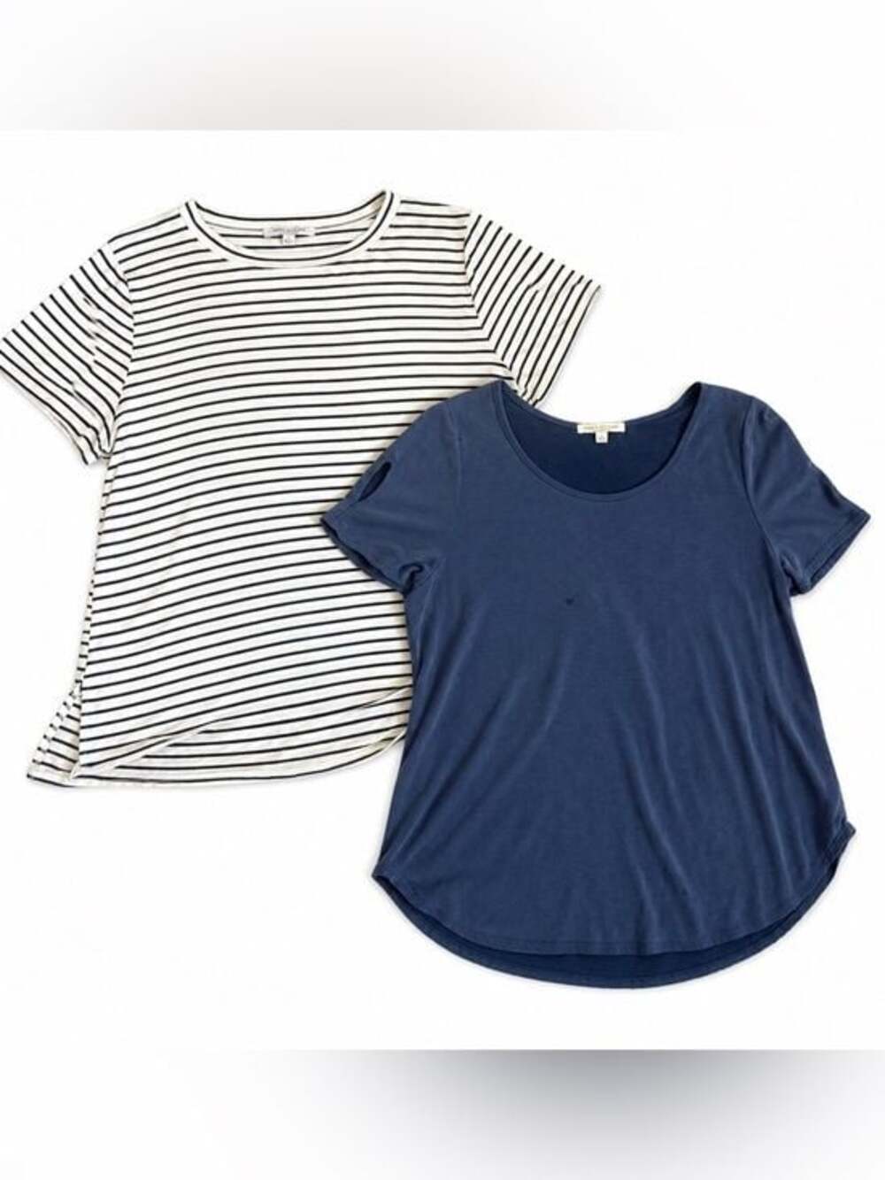Green Envelope LA Women’s Tee Bundle Blue Cutout Sleeve Striped Shirt L